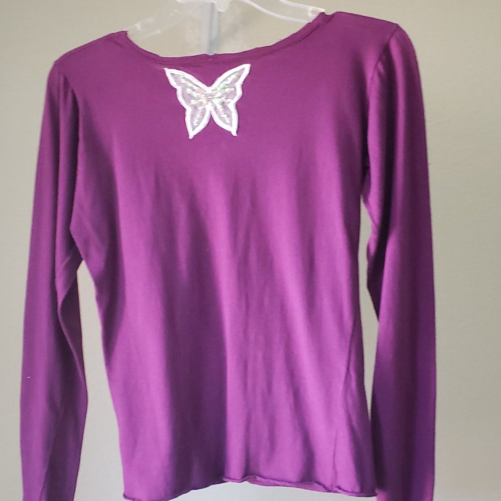 NWOT Long Sleeve Purple T-Shirt W/ Butterfly